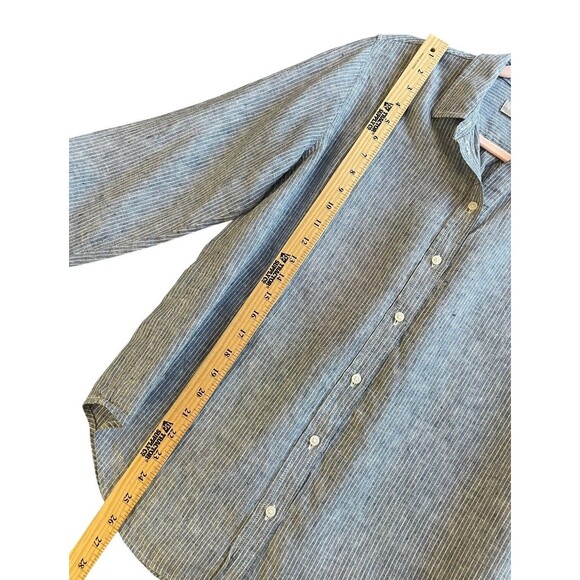 Everlane Relaxed Fit Linen Button Down Shirt Women's Size 6 blue Stripe Classic - Picture 8 of 12